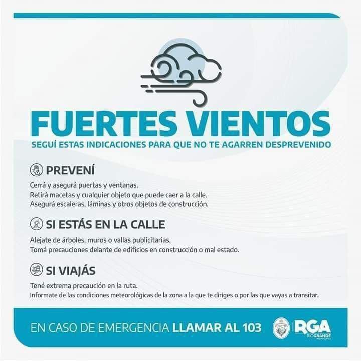 ALERTA METEOROLÓGICA POR FUERTES VIENTOS PARA ESTE MIÉRCOLES