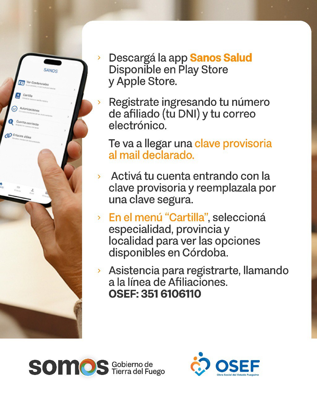 OSEF ACUERDA COBERTURA MÉDICA CON SANOS PARA AFILIADOS EN CÓRDOBA