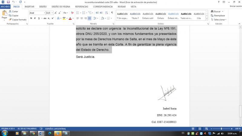 Un razonamiento más en contra