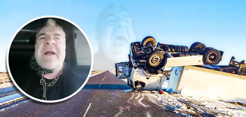 VIDEO El camionero que manejaba con una damajuana de vino y volcó en la nieve