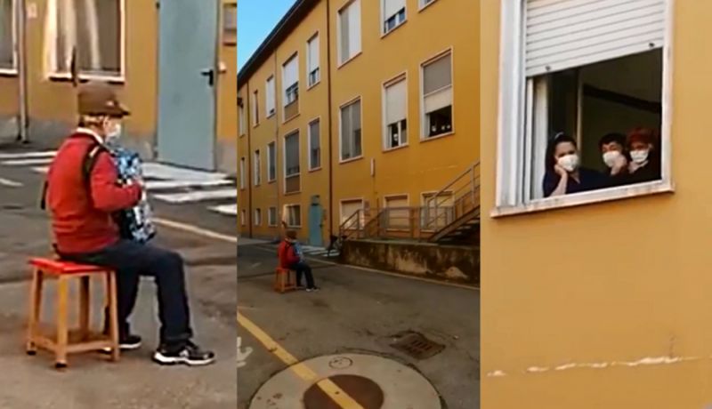 VIDEO Amor por siempre: Toca el acordeón frente al hospital donde está su esposa