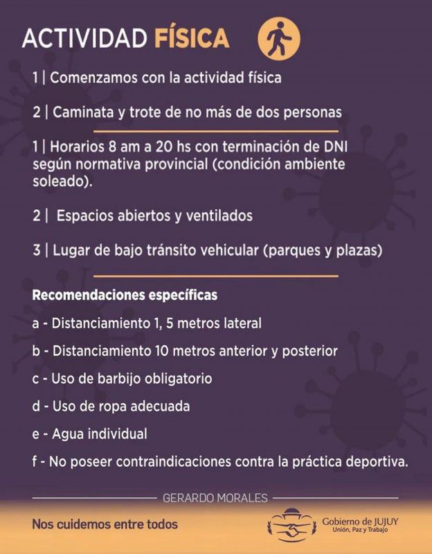 Jujuy será la primera provincia en permitir la actividad física en cuarentena