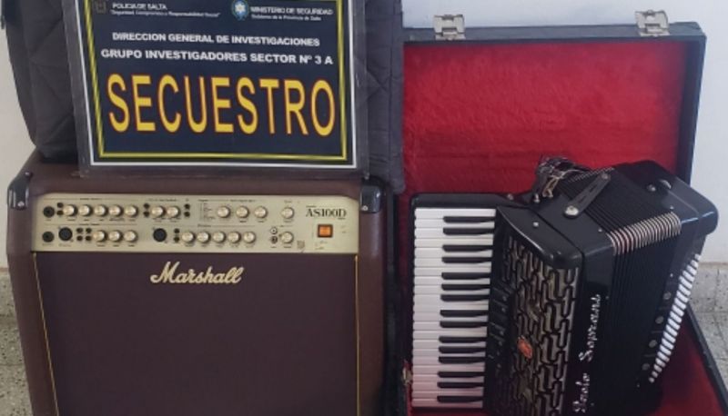 La policía recuperó instrumentos sustraídos a una conocida agrupación musical