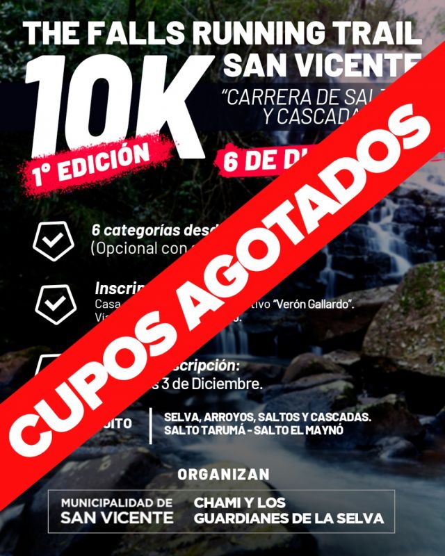RUNNING – Comunales sanvicentinas: 1º Edición de la “Carrera de Saltos y Cascadas”