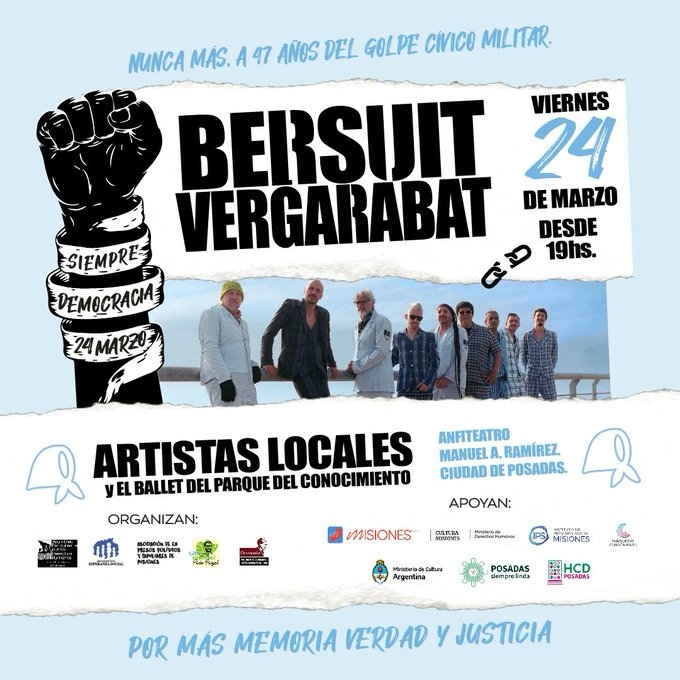 Misiones: Día de la Memoria: Bersuit en vivo en el Anfiteatro M.A. Ramírez de Posadas