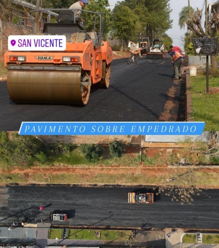Comunales sanvicentinas: La DPV completó 130 cuadras de asfalto sobre empedrado en la localidad