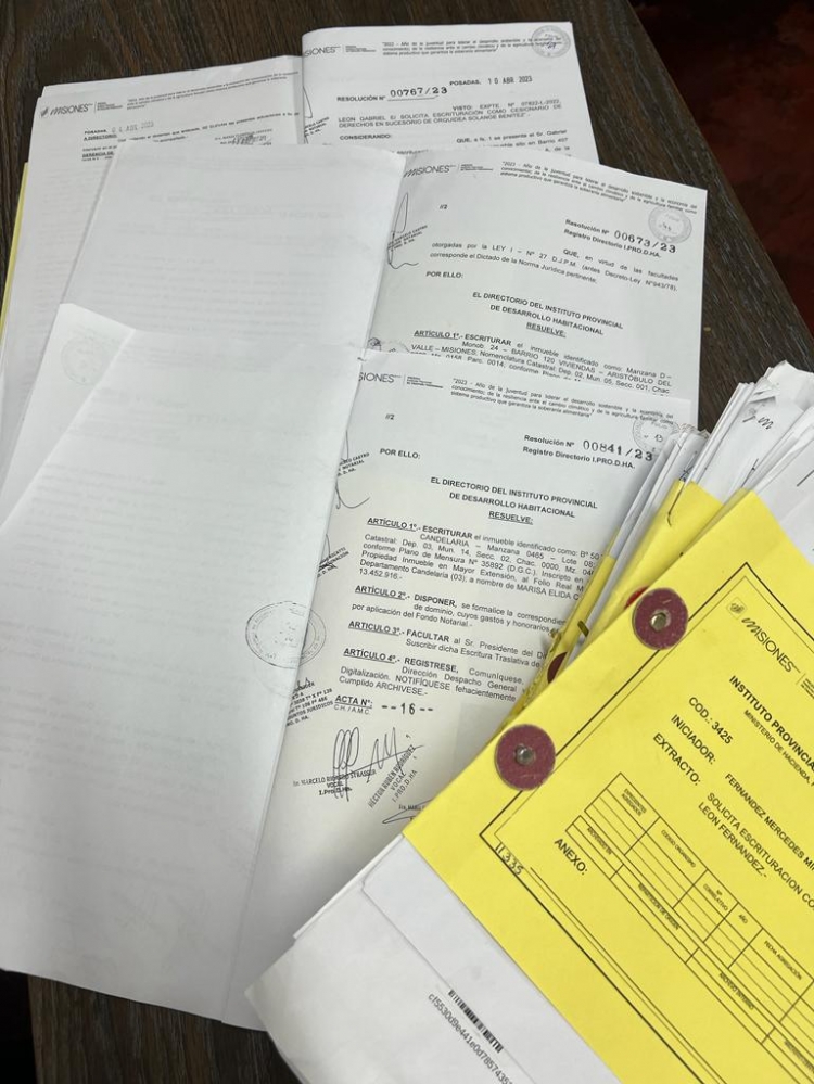 Aporte desde el IProDHa para la escrituración a familias, en casos de divorcios y/o fallecimientos.