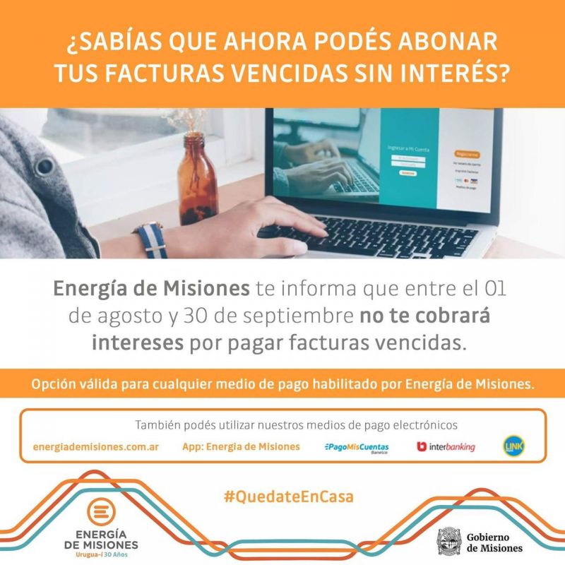 Energía de Misiones quita los intereses de facturas pendientes