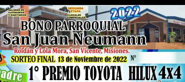 Misiones: Comunales sanvicentinas: Sorteo final del Bono Colaboración de la Pquia. S J Neumann – GANADORES