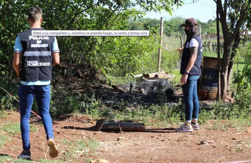 MISIONES - POSADAS: Mató a su compañero y mientras se prendía fuego, se sentó a tomar vino