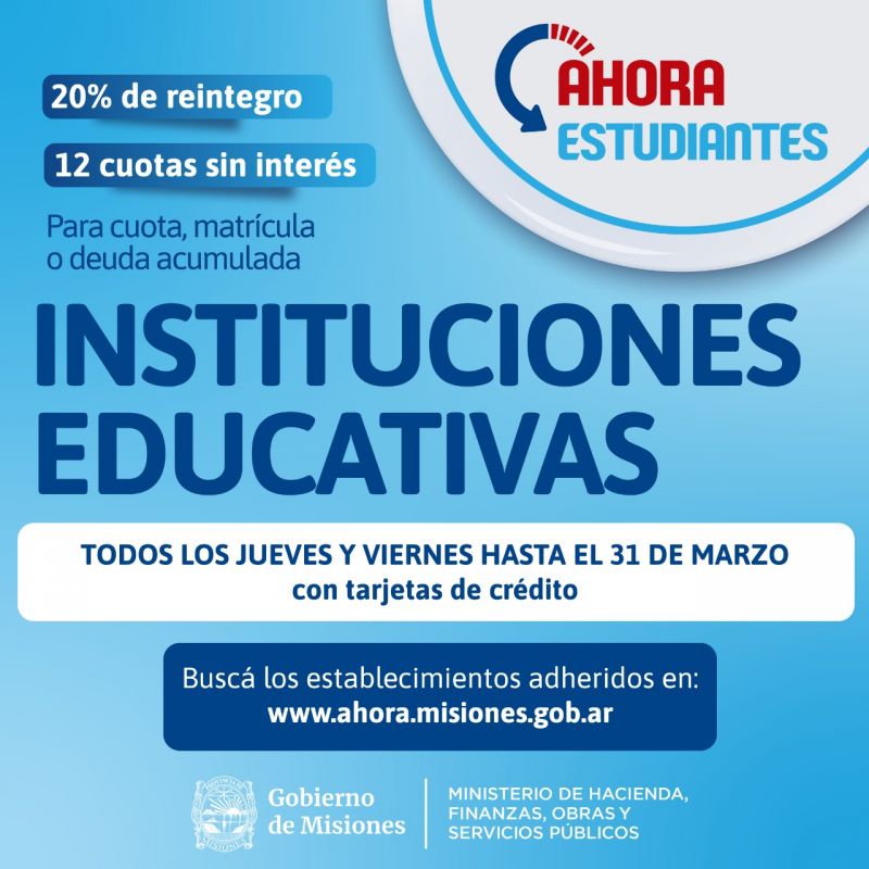 El Programa “Ahora Estudiantes” sigue vigente hasta el venidero 31 de marzo
