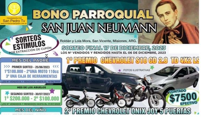 Comunales sanvicentinas: Se realizó el primer sorteo estímulo del Bono Extraordinario 2023 de la Pquia. S Juan Neumann