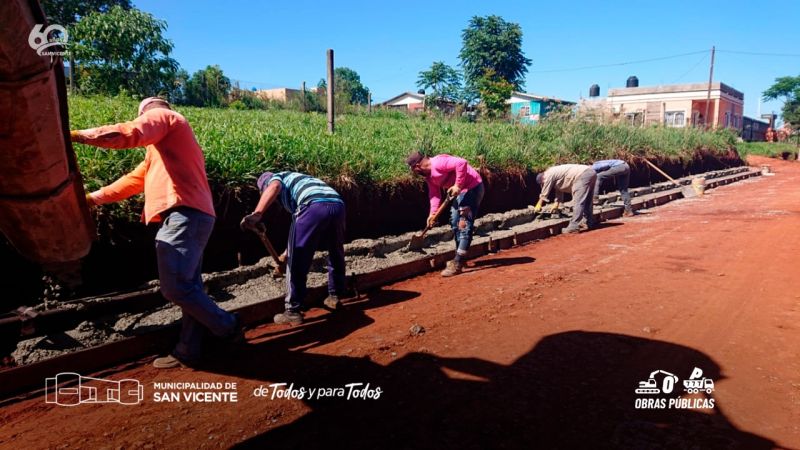 Comunales sanvicentinas: Avance en obras de cordón cuneta, empedrado y entubados pluviales