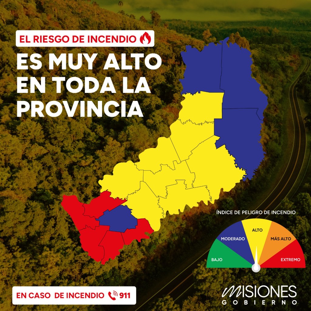 Misiones: Alerta extrema por incendios y se recomienda intensificar medidas de precaución ante calor intenso