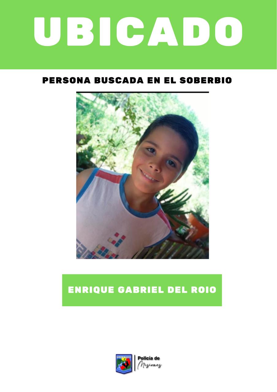 Misiones - El Soberbio: Hallaron al menor Enrique Gabriel del Roio