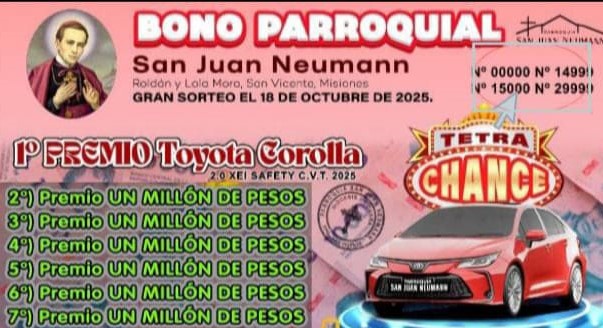 San Vicente: Se sorteó el Bono Colaboración de la Pquia "S Juan Neumann" 2025 – Ganadores