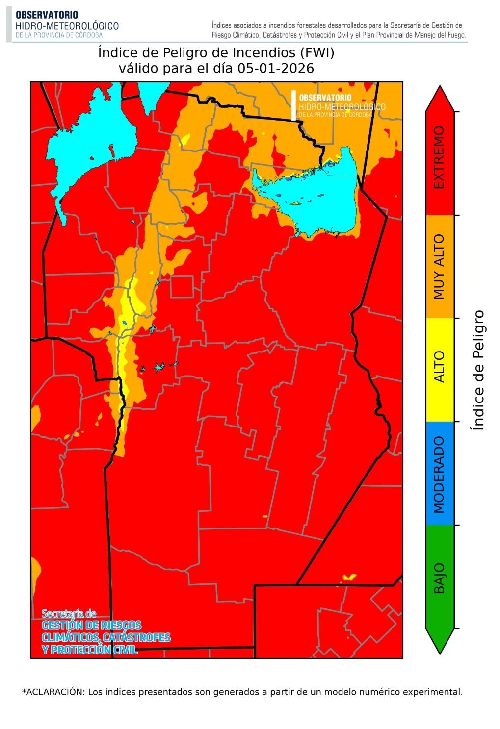 El riesgo de incendios será extremo en toda la provincia