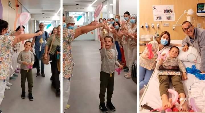 Santino tocó la campana para anunciar el fin de su tratamiento contra el cáncer