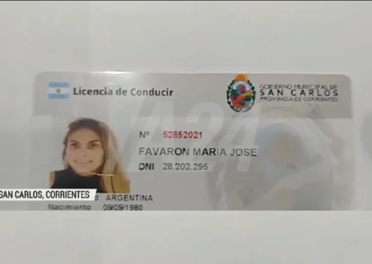ESPOSA DE LOTOCKI OBTUVO LICENCIA DE CONDUCIR EN CORRIENTES