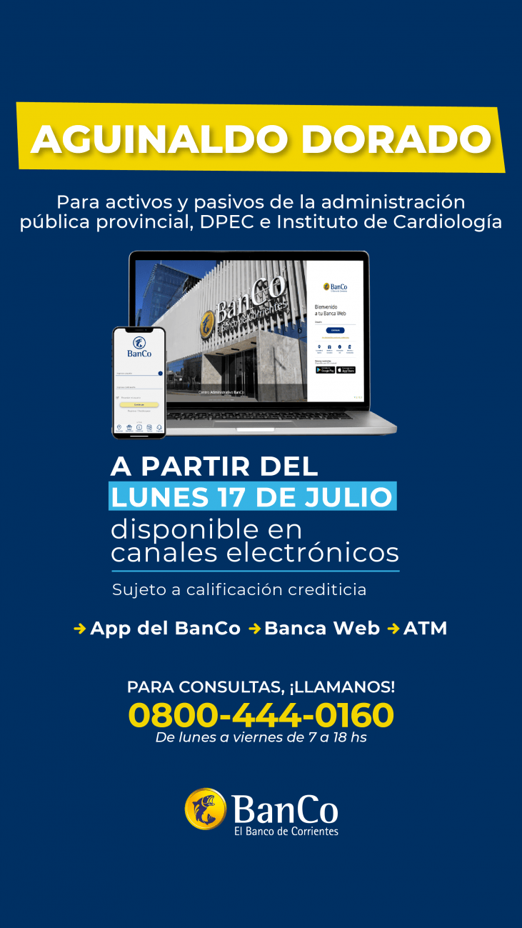 El Banco de Corrientes habilitó el Aguinaldo Dorado
