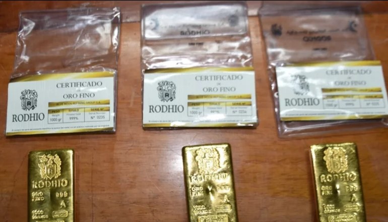 SECUESTRAN MÁS DE TRES KILOS DE ORO EN LINGOTES EN PASO DE LOS LIBRES