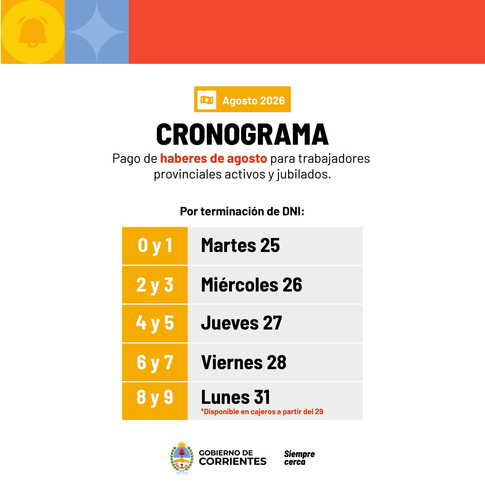 SE INICIA EL PAGO DE HABERES PARA LA ADMINISTRACIÓN PÚBLICA