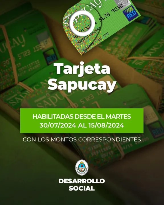 SE HABILITARON LAS TARJETAS SAPUCAY