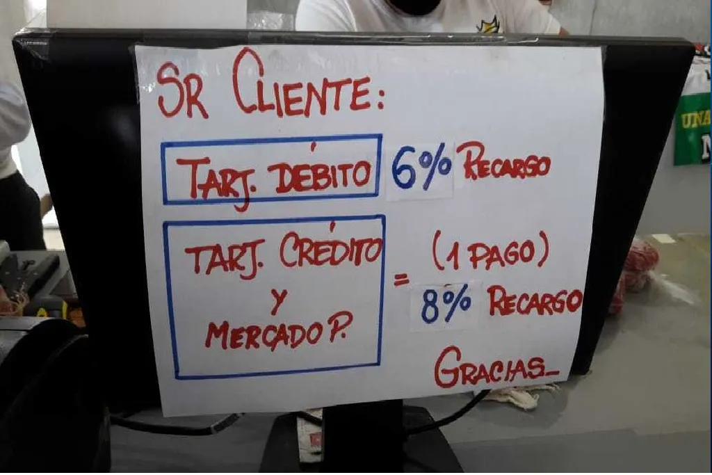 ESTAN PROHIBIDO LOS COBROS EXTRA POR PAGOS CON DEBITO O APP, BILLETERAS VIRTUALES.