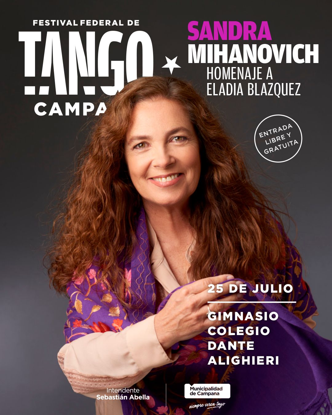 Sandra Mihanovich será el gran cierre del Festival de Tango de Campana