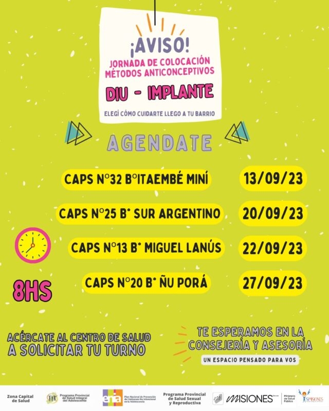 Septiembre: nuevas jornadas de colocación de Implante subdérmico y DIU en Posadas y Garupá