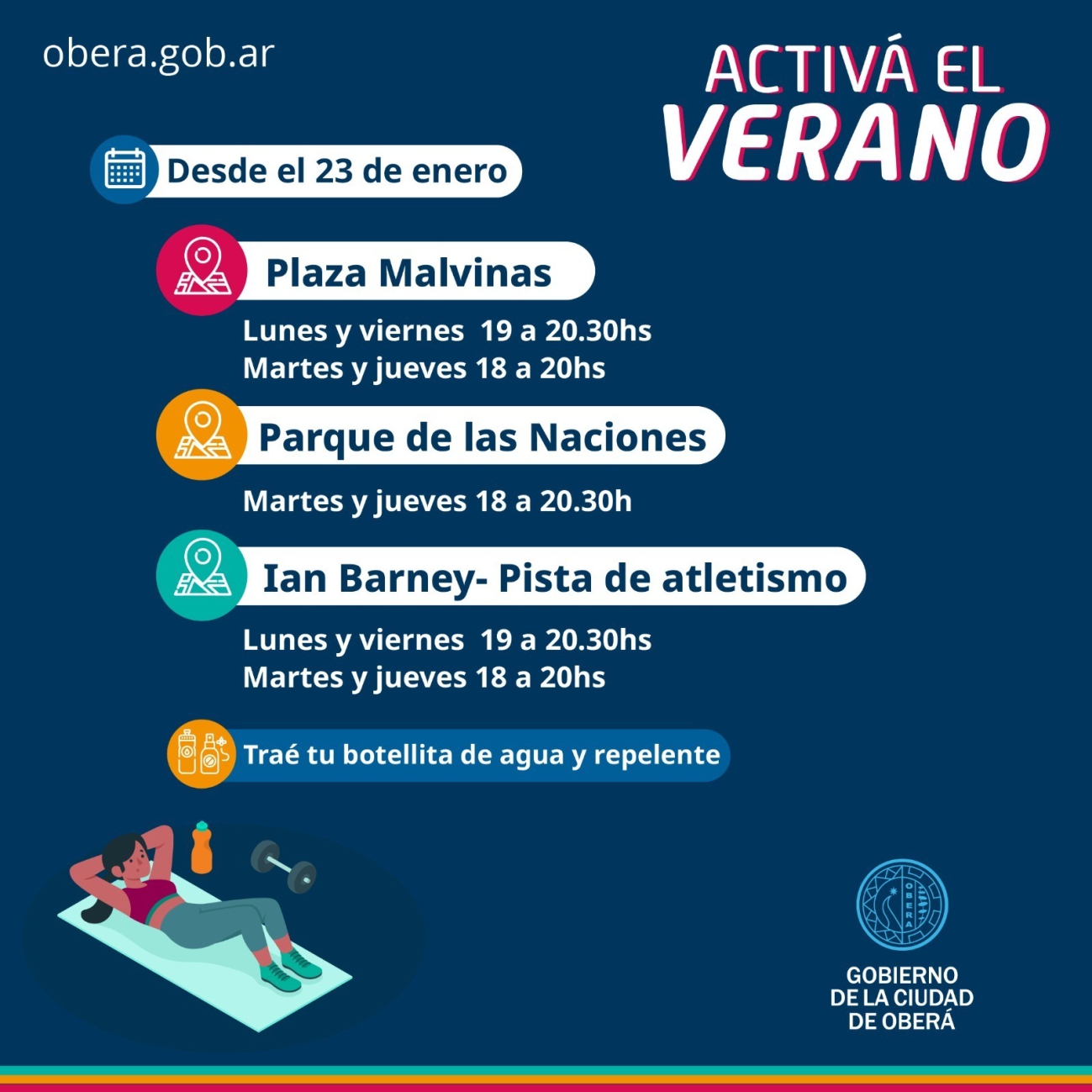 OBERA: ACTIVA EL VERANO CON ACTIVIDADES DEPORTIVAS ABIERTAS A TODA LA COMUNIDAD