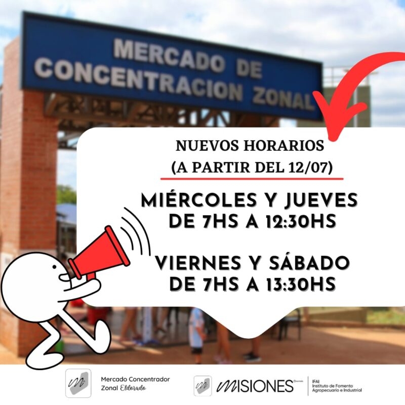 Eldorado: El Mercado Concentrador Zonal informa nuevos dias y horarios de atención
