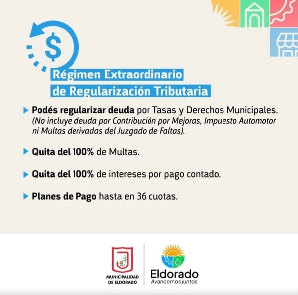 Eldorado: Sigue vigente el régimen extraordinario de Regularización Tributaria, que tiene grandes beneficios para los comerciantes