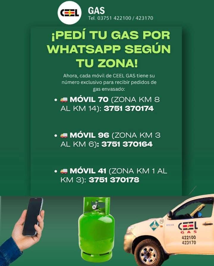 Ceel: A partir de ahora se puede solicitar el gas a través de WhatsApp según la zona