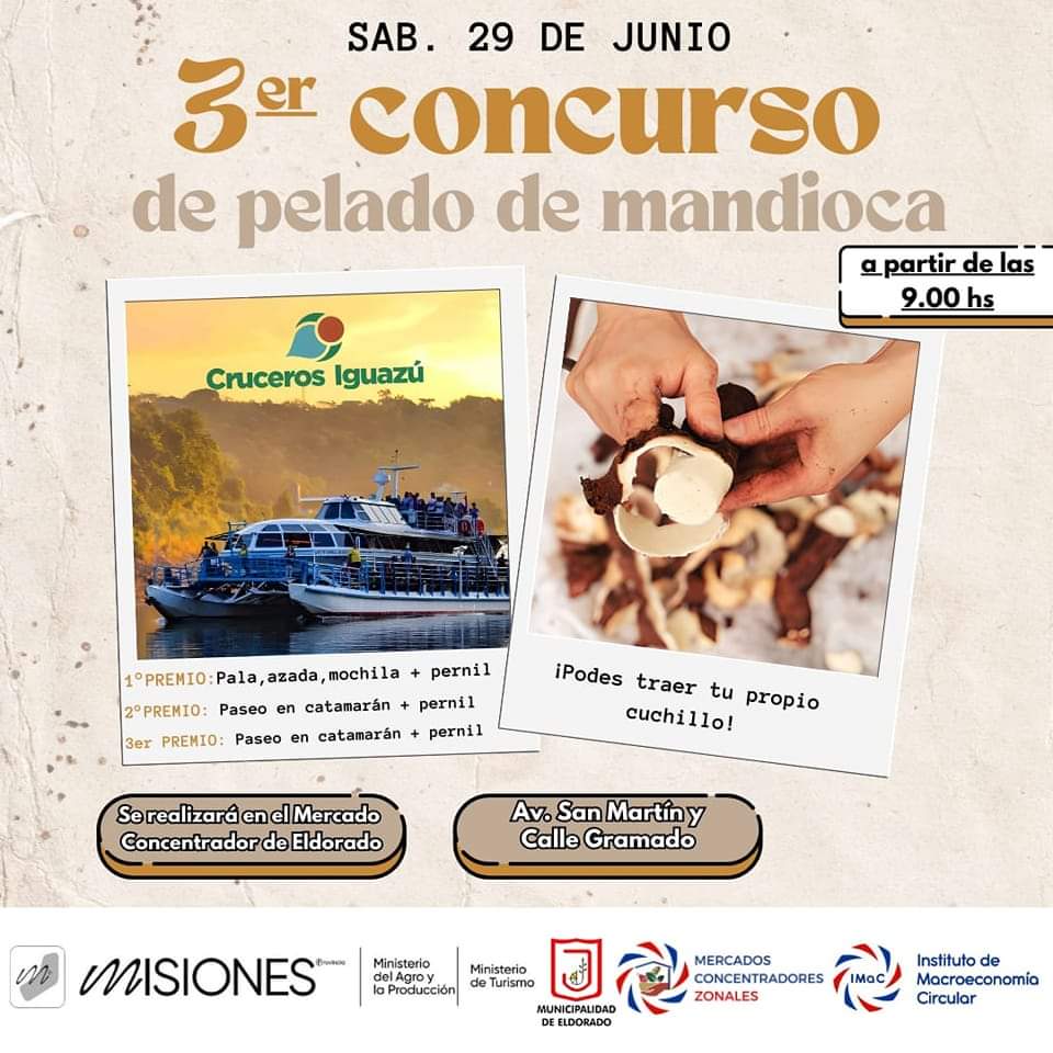 Eldorado: Se realizará el Tercer concurso de pelado de mandioca.
