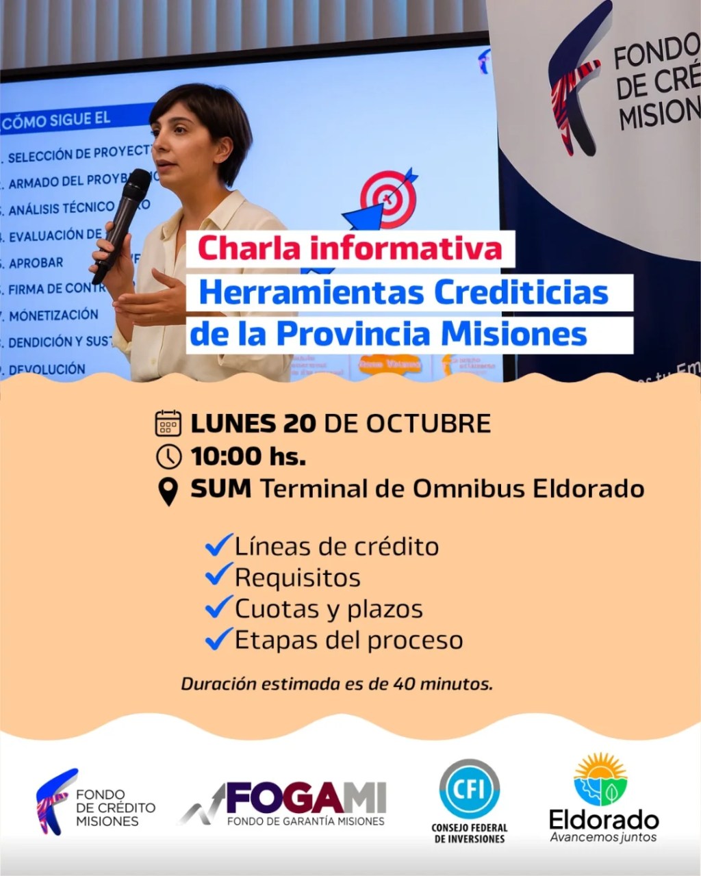 Charla informativa sobre herramientas de financiamiento para emprendedores en Eldorado