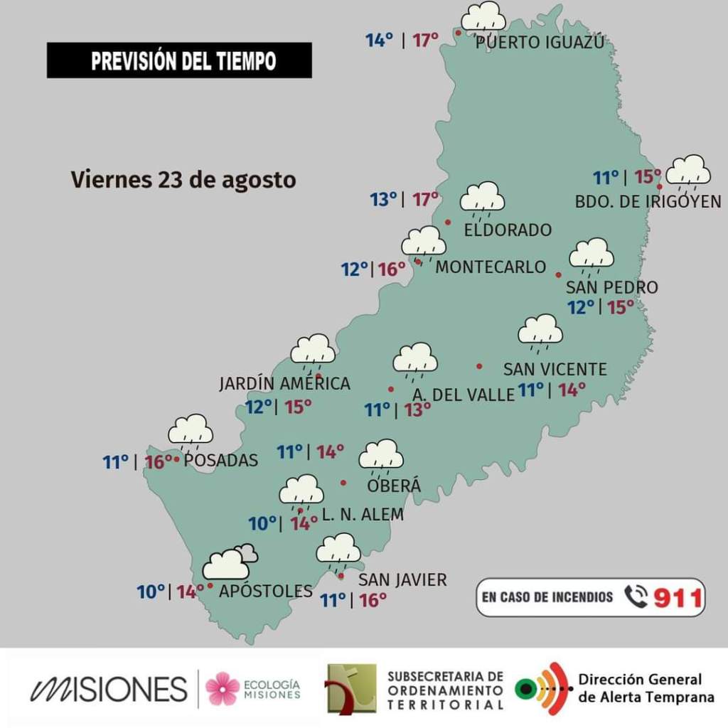 PREVISIÓN DEL TIEMPO EN MISIONES: Se espera una jornada fría en toda la provincia