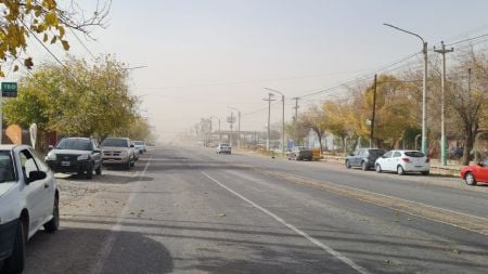 Viento SUR intenso y abrupto descenso de la temperatura en San Juan